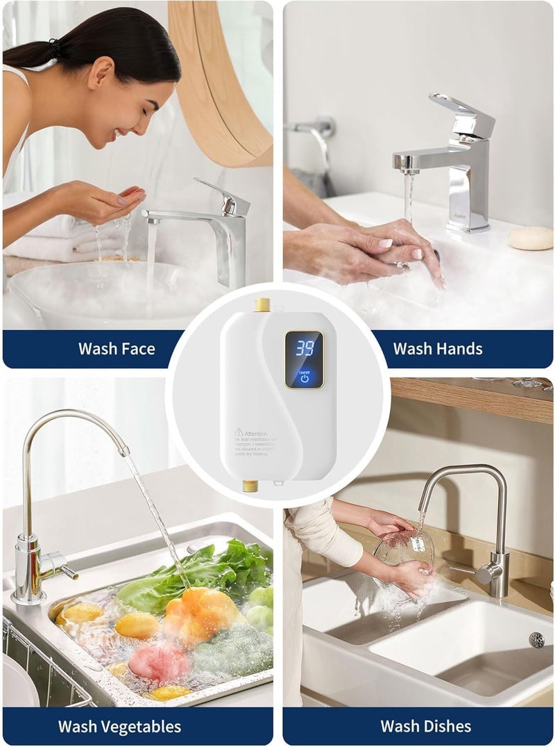 BINGOX Tankless Electric Water Heater 110V 3000W, Instant Hot Water System with LED Digital Display, Compact On Demand Under Sink Heater for Kitchen Bathroom RV - Image 2